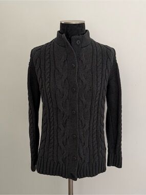 Double L.L Bean Cable Sweater Button-Front Cardigan